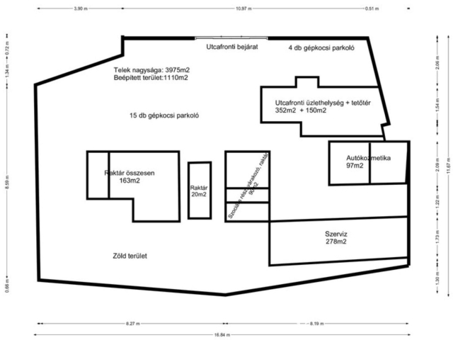 Ipari komplexum, frekventált helyen